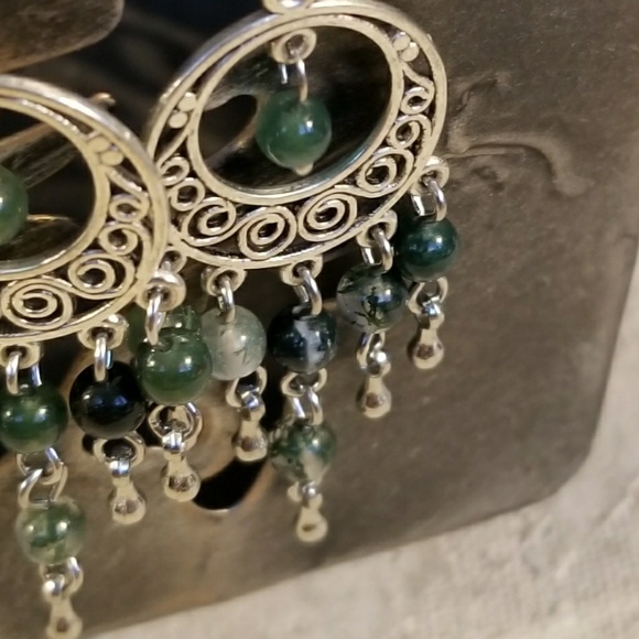 Montana Moss Agate Gemstone Chandelier Earrings - Picture 7 of 7